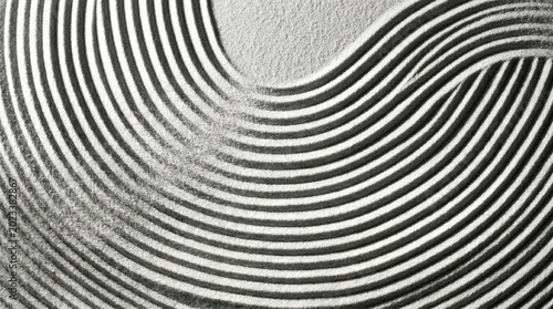 Wavy Patterns in Black and White Sand Design