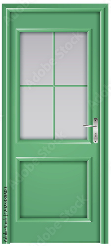 green wooden door