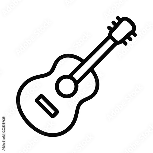 Foto Simple Thin Line Art Acoustic Guitar Instrument Illustration Symbol