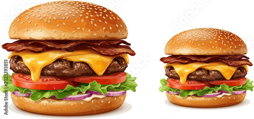 Fotografie Classic Bacon Cheeseburger Illustration