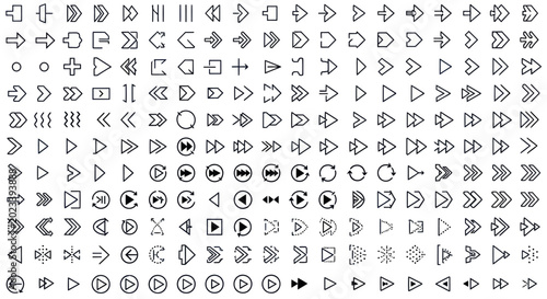 Arrows set diverse directional symbols
