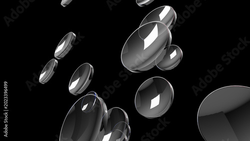 Tableau sur toile Bubbles Spheres Liquid Mercury Chrome Reflection Floating Zero Gravity Silver Me