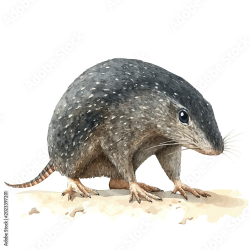 Tableau sur toile Shrew, artistic watercolor illustration vector, isolated on a white background