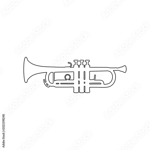 Photography trumpet silhouette icon for music jazz and brass instrument themes