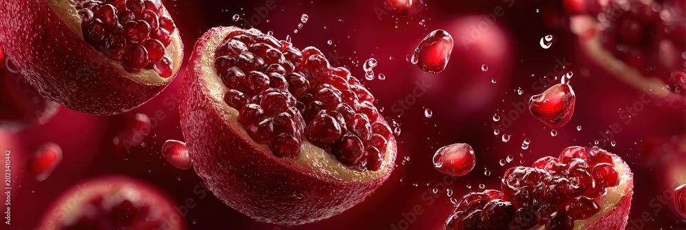 Fototapeta premium Close-up of Pomegranate with Seeds in Water