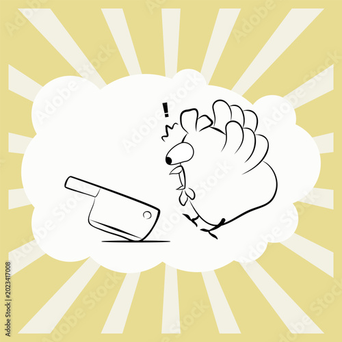 Chicken doodle drawing. Simple cartoon lineart vector illustration. EPS 10.