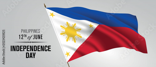 Philippines happy independence day greeting card, banner vector illustration