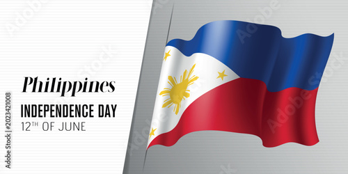 Philippines independence day vector banner, greeting card.