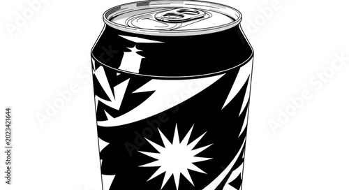 Tableau sur toile Close-up of a Modern Aluminum Soda Can with Sunburst Design.