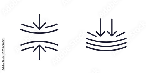 Bild auf Leinwand compression or squeeze icons, shock resistant line vector sign