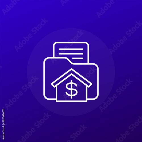 collateral line icon, house loans and mortgages