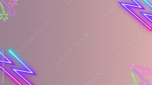 Fotografie Vibrant neon lightning bolts and stars illuminate a soft gradient background, cr
