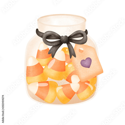 Candy Corn Jar Illustration