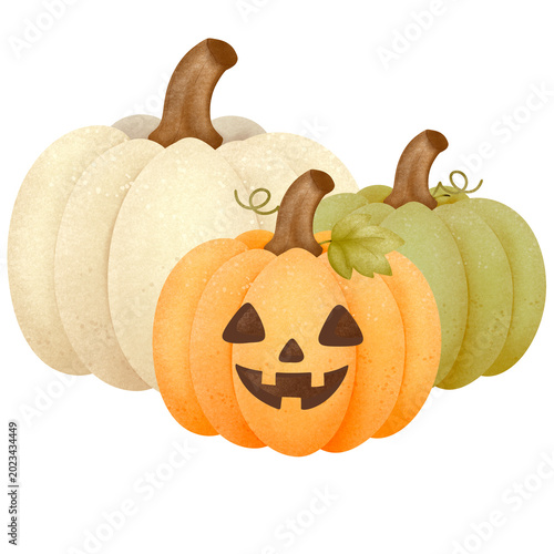 Pumpkin Trio Halloween Illustration