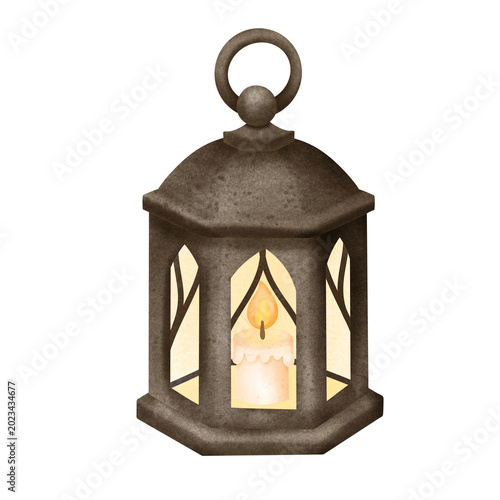 Vintage Lantern Candle Illustration