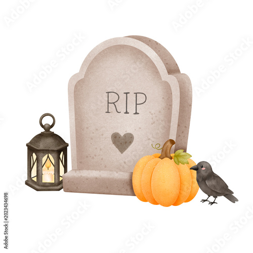 RIP Tombstone Pumpkin Illustration