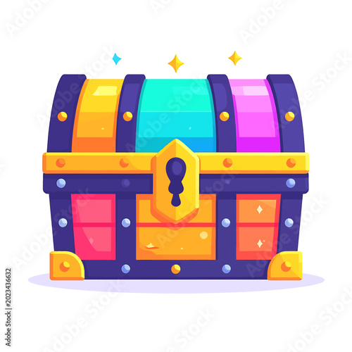 Canvas Print Colorful Treasure Chest with Keyhole.