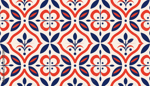 Tablou pe pânză Mediterranean floral geometry expressed through crisp flat SVG vector styling
