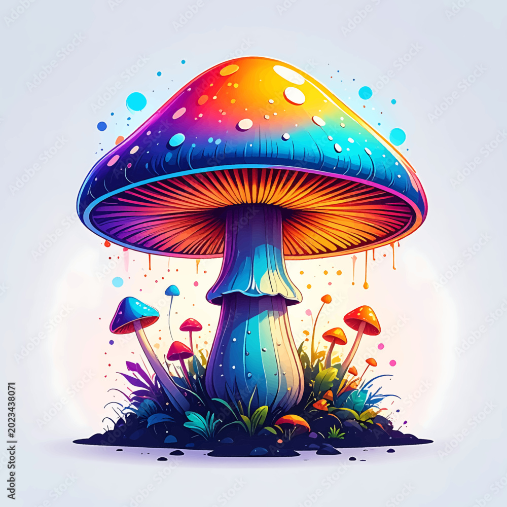 Fototapeta premium Large Colorful Mushroom with Spores.