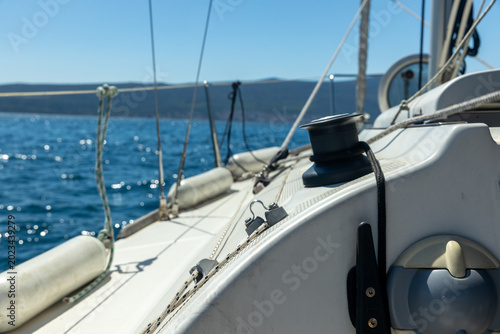 view of the seashore from a sailing boat