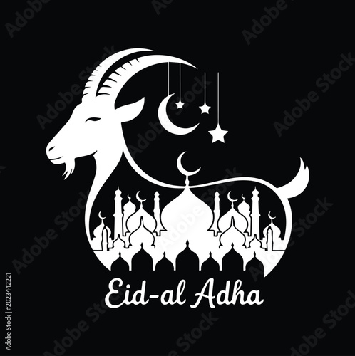 Modern Abstract Arabic Calligraphy for Eid Mubarak - Minimalist Black Vector Art.