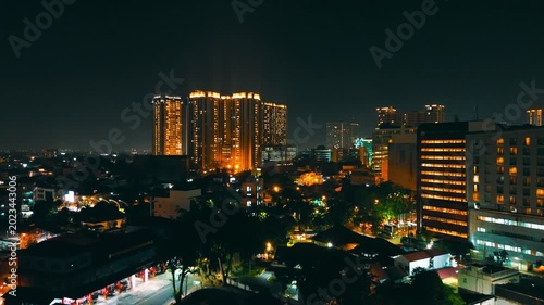 Wide Aerial Night Panorama of Dense Urban Cityscape with Glowing Lights – Medan, Indonesia