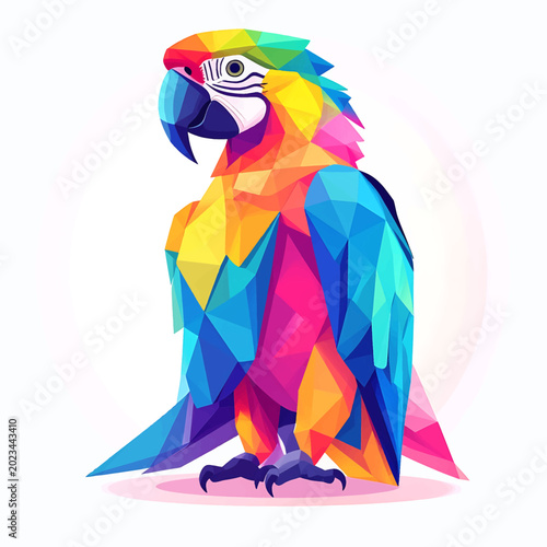 Colorful Parrot Bird Poly Art Portrait.