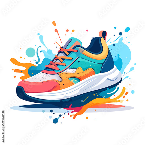 Colorful Sneaker with Laces and Soles.