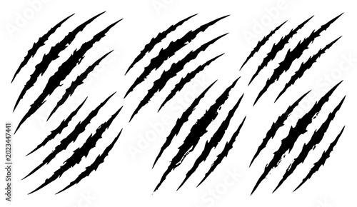 Schilderij op canvas Animal claw marks and beast scratch rips in sharp silhouette style