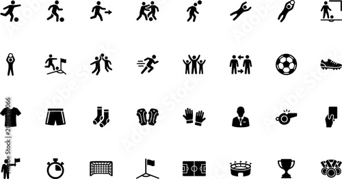 Professional football and soccer match icons set.