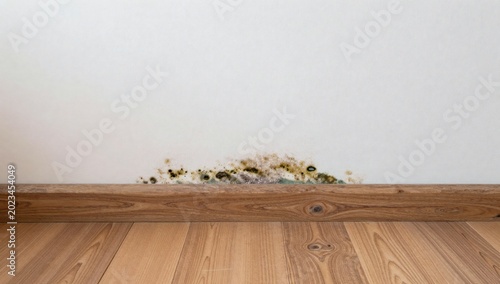 Mold grows on wall near baseboard in home