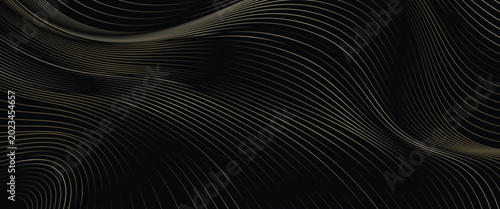 Bilde på lerret black and gold luxury background with dynamic wave composition