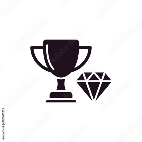 Black trophy silhouette paired with a diamond icon.