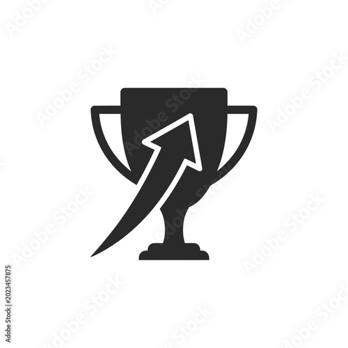 Black trophy silhouette with upward arrow.