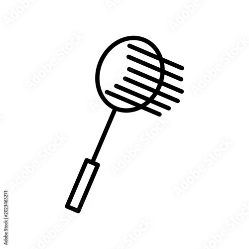Badminton racket and shuttlecock silhouette icon isolated on white background