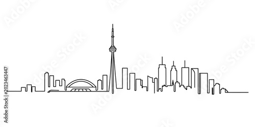 Foto Toronto city skyline continuous line drawing art isolated on white background, V