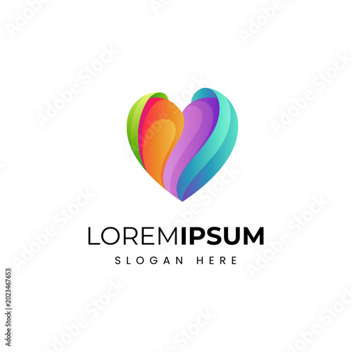love heart icon logo with colorful gradient 3d design style