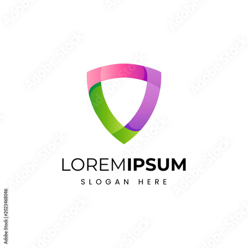 security shield frame logo with modern vector design style colorful gradient style