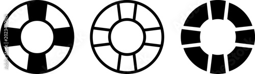 Lifebuoy and Water Rescue Black Icons