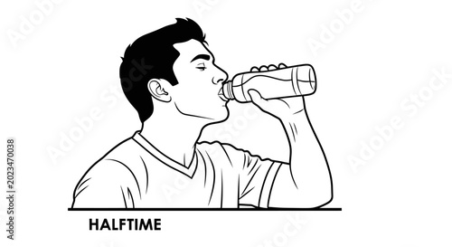 Canvastavla Man drinking water from bottle during halftime break, sports concept