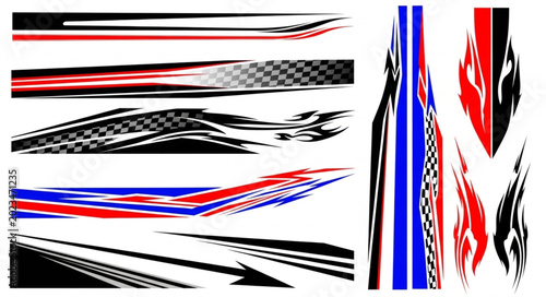 Cuadro en lienzo Collection of racing car stripe decals and graphics.