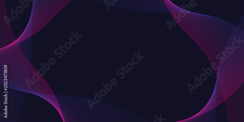 Slika na platnu Elegant flowing magenta waves dancing gracefully across deep black void creating