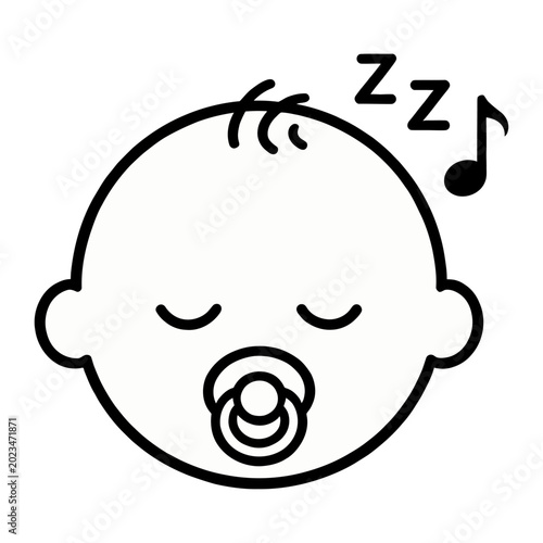 Sleeping baby face with musical notes and zzz vector
