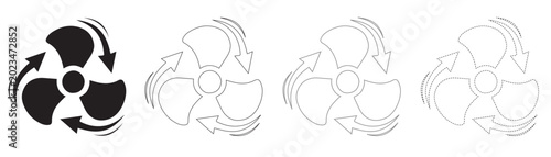 Φωτογραφία Circular rotating fan blade icons with directional arrows representing ventilati