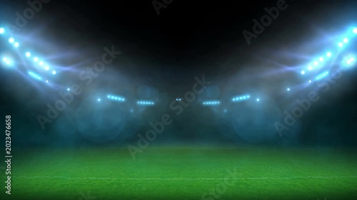 stadium Moving lights, animated flash. 3d render illustration	
