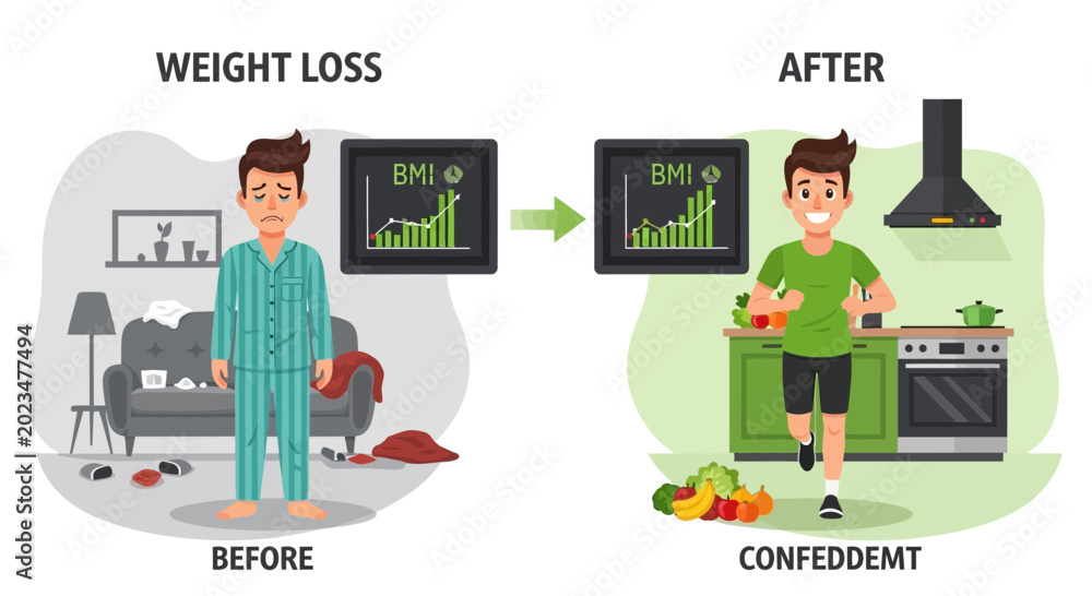 Fototapeta premium Weight Loss Transformation Before and After
