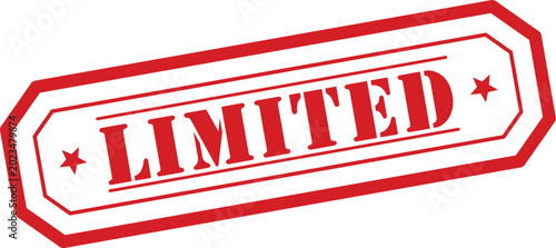 Tableau sur toile A prominent red stamp displaying the word LIMITED on a bright white surface with