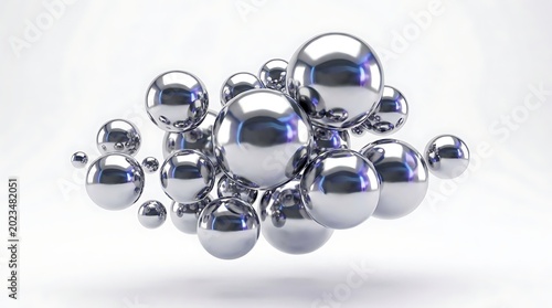 Floating silver metallic balls