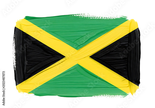 Hand drawn grunge style national flag of jamaica with green yellow and black colors