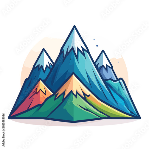 Foto Colorful illustration of mountain peaks.